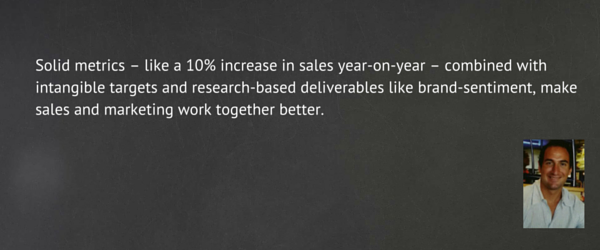 Sales very seldom understand the KPIs set for marketing, and marketing often sees sales as only driven by income. This is solved by working toward a common goal, understanding that goal, and knowing how it drives the business objective overall.  Gary Whitaker