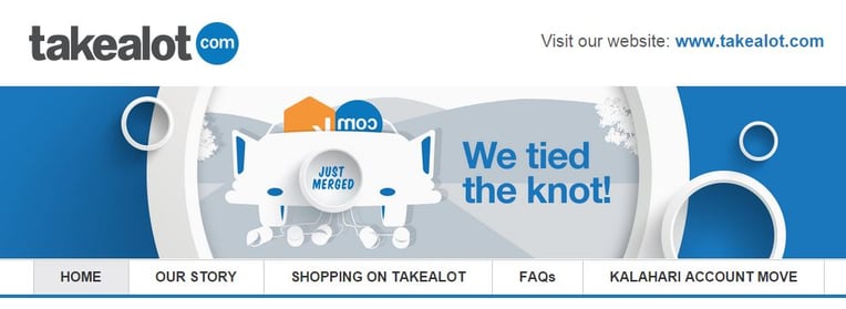 Takealot header website tied the knot Kalahari