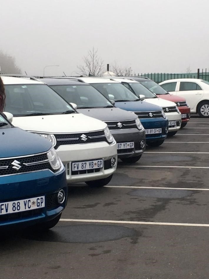 Suzuki Ignis cars in a row at the Cape Town Launch 